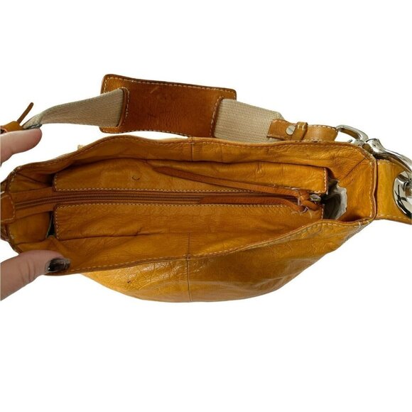 Francesco Biasia Whiskey Saddle Leather Shoulder Hobo Bag Double Front P… - Picture 7 of 12